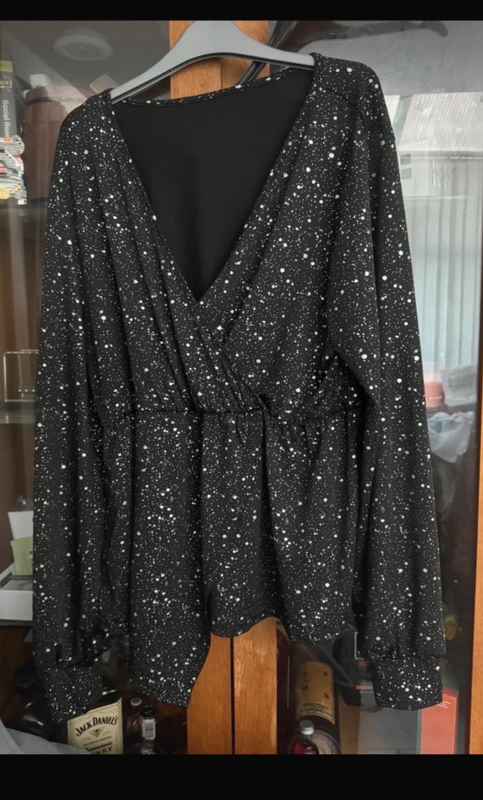 Black Sparkle Wrap Top XXL